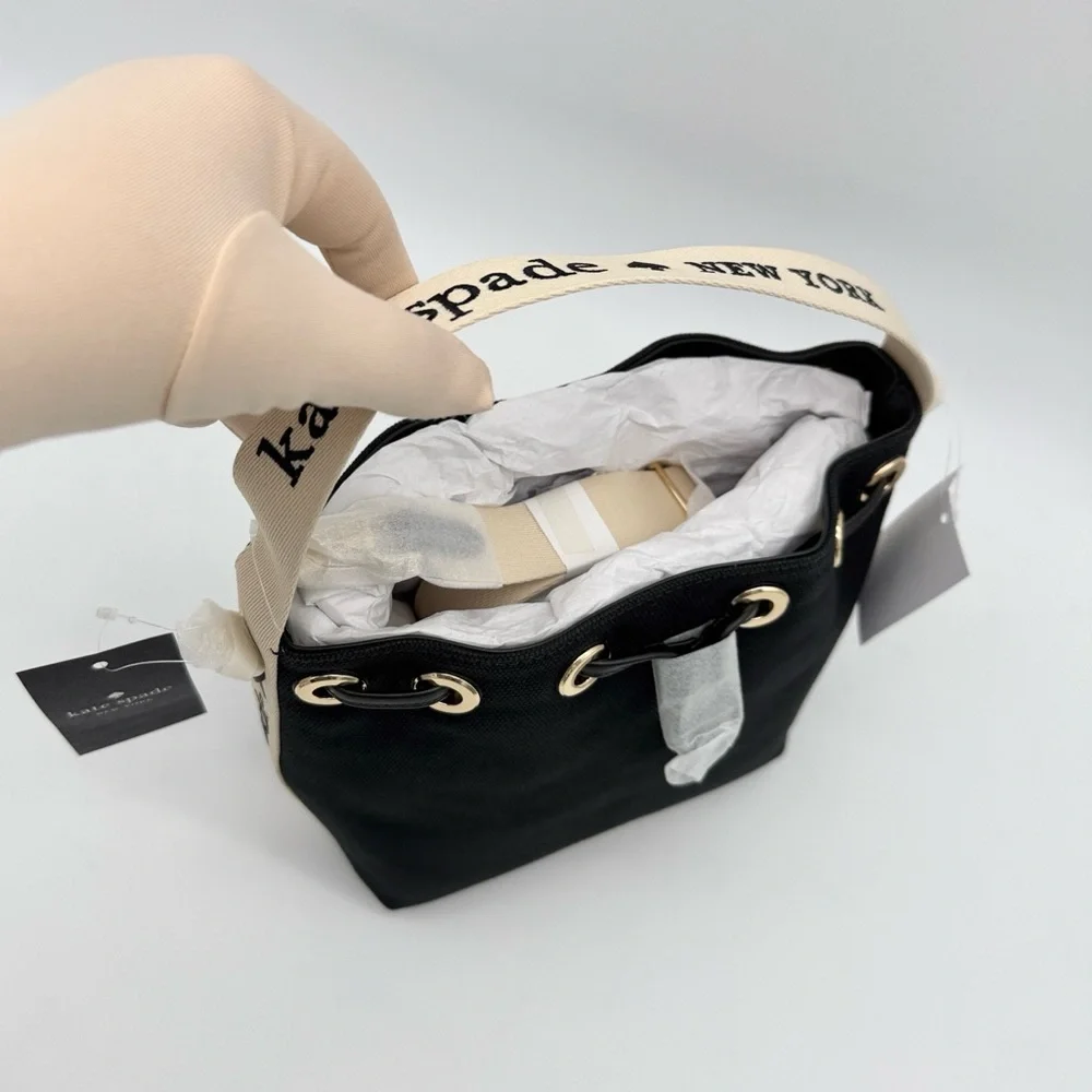 Kate Spade Kip Canvas Bucket Bag Black - Picture 6 of 15